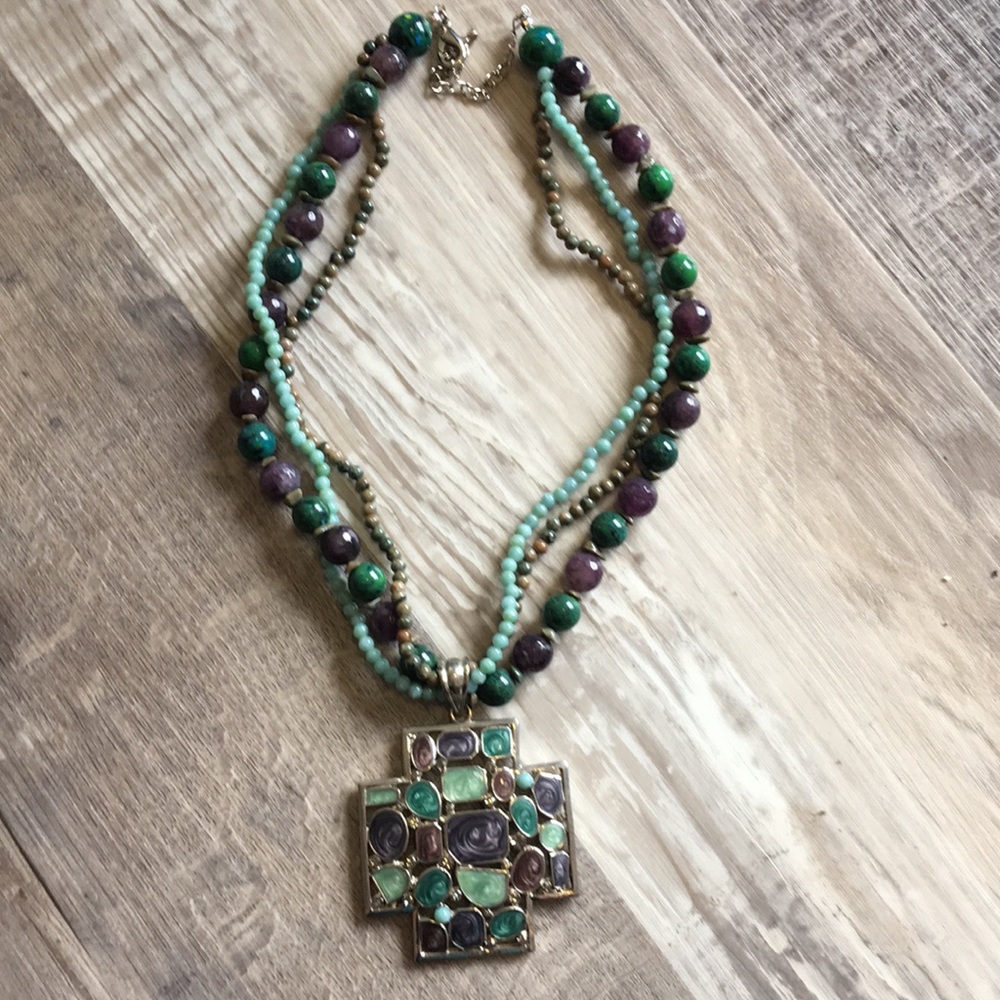 Beautiful Beaded cross necklace.